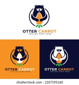otter carrot logo design concept vector template