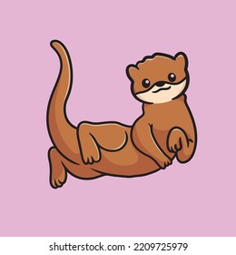 Otter Cartoon Mascot Funny Vector Smile Happiness Fun Cute Beaver