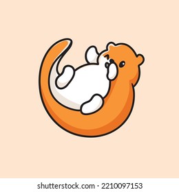 Otter Cartoon Mascot Funny Vector Smile Happiness Fun Cute