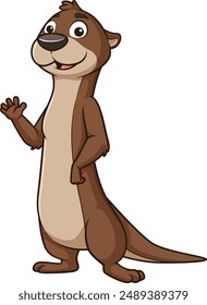 Otter character waving vector illustration