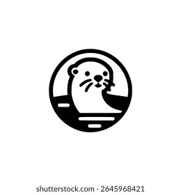 modelo de ilustração vetorial de logotipo animal de círculo com lontra