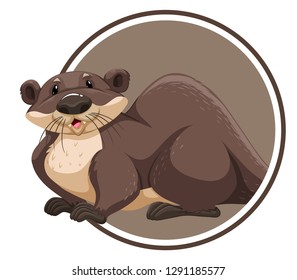 Otter in circle banner illustration
