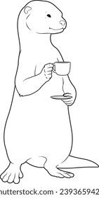 Otter Coffee Cup Animal Vector Graphic Art Illustration