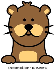 Otter comic head icon in brown