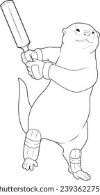 Otter Cricket Cricket bat Sports Animal Vector Graphic Art Illustration