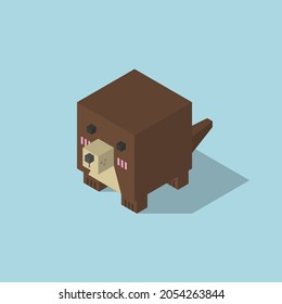 otter cubic isometric on blue background
