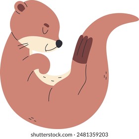 Otter In Curved Pose Vector Illustration