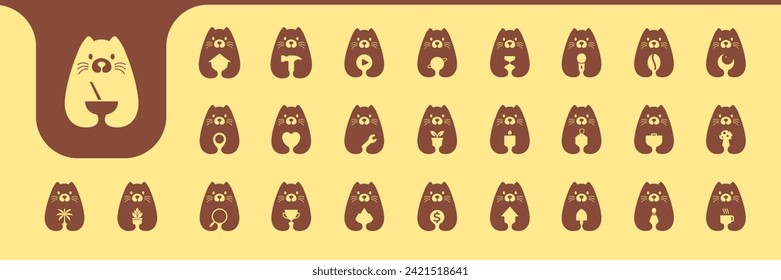 otter cute mascot flat modern icon collection logo design vector