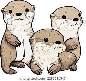 otter Cute otters in wild vector