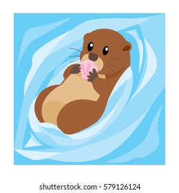 Otter Eating Shellfish