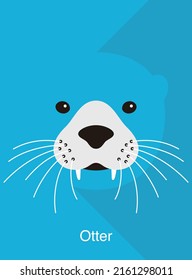 Otter face flat icon design, vector illustration