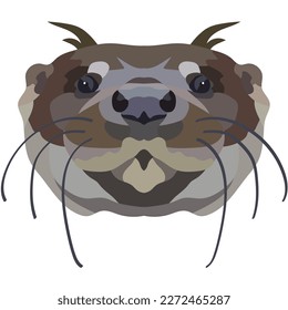 Otter. The face of a wild animal is depicted in vector style. Bright image. Logo, illustration isolated on white background.