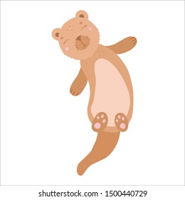 Otter. Flat cartoon vector illustration, isolate on white background