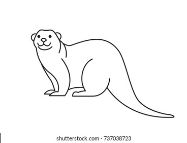 Otter. Flat cartoon vector illustration, isolate on white background