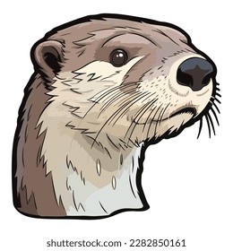 Icono plano Otter Aislado En Fondo Blanco