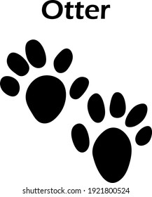 Otter Footprint. Black Silhouette Design. Vector Illustration.