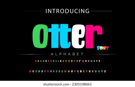 Otter Funky colorful cartoon font type. Vector alphabet
