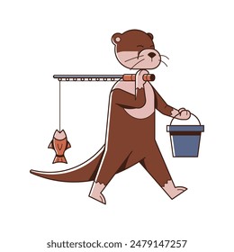 The Otter goes Fishing Illustration