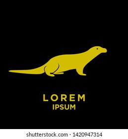 otter gold color silhouette black background isolated logo icon design vector illustration