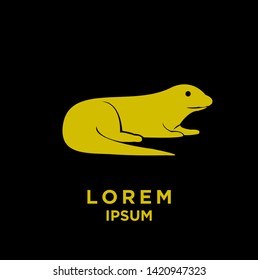 otter gold color silhouette black background isolated logo icon design vector illustration