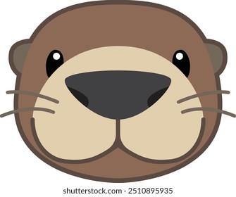 Otter head in fisheye lens vector illustration