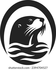 Otter Head inside letter O Logo Design