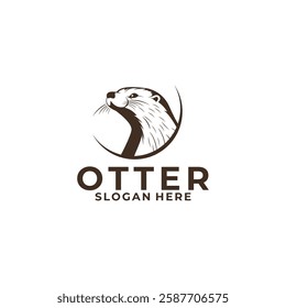 Otter Head Logo icon. Otter animal logo design vector