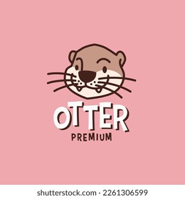 otter head retro cartoon logo vector illustration