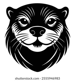 Otter head silhouette vector illustration.