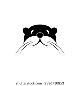 otter head vector logo template