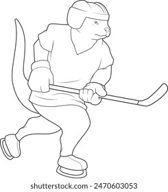 Otter Ice Hockey Ice hockey stick Sports Animal Vector Graphic Art Illustration