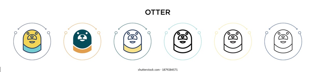 Otter icon in filled, thin line, outline and stroke style. Vector illustration of two colored and black otter vector icons designs can be used for mobile, ui, web