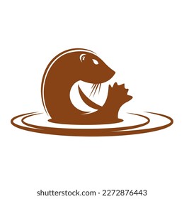 Otter icon logo design illustration