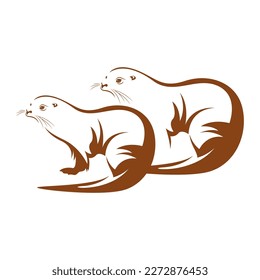 Otter icon logo design illustration