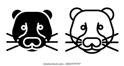 otter icon, sign, or symbol in glyph and line style isolated on transparent background. Vector illustration