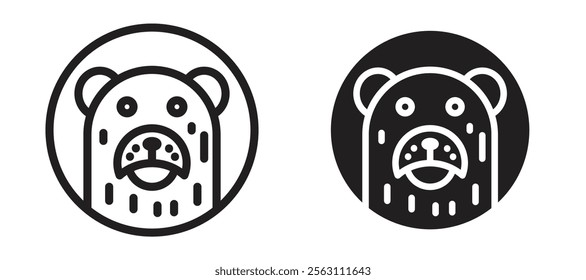 Otter icons in black line and filled versions