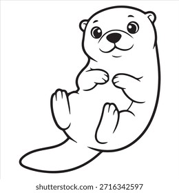 Dibujo de línea de Vector de ilustración de nutria página para colorear