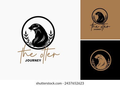 The Otter Journey logo depicts a playful otter traveling, perfect for adventure brands and outdoor-themed businesses. Suitable for logos, branding, and travel websites.