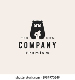 otter lab laboratory hipster vintage logo vector icon illustration