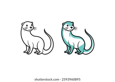 otter line art of vector