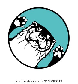 Otter logo icon vector illustration. cute face otter vector eps