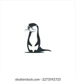 otter logo is shaped with lines forming a stylized otter  from profile view in a black color, creating a stylized black otter logo.