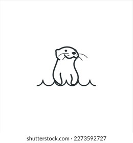 otter logo is shaped with lines forming a stylized otter  from profile view in a black color, creating a stylized black otter logo.