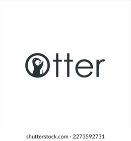 otter logo is shaped with lines forming a stylized otter  from profile view in a black color, creating a stylized black otter logo.