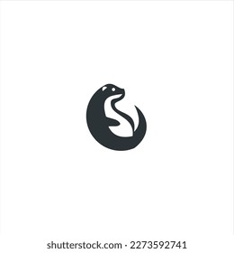 otter logo is shaped with lines forming a stylized otter  from profile view in a black color, creating a stylized black otter logo.