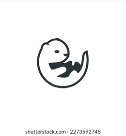 otter logo is shaped with lines forming a stylized otter  from profile view in a black color, creating a stylized black otter logo.