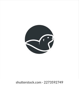 otter logo is shaped with lines forming a stylized otter  from profile view in a black color, creating a stylized black otter logo.