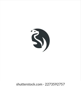 otter logo is shaped with lines forming a stylized otter  from profile view in a black color, creating a stylized black otter logo.