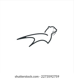 otter logo is shaped with lines forming a stylized otter  from profile view in a black color, creating a stylized black otter logo.