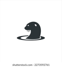 el logotipo de la nutria tiene forma de líneas que forman una nutria estilizada a partir de la vista del perfil en color negro, creando un logotipo estilizado de la nutria negra.